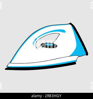 Smoothing iron on light grey background Stock Vector
