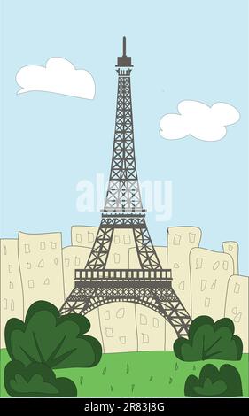 vector illustration: Cartoon Eiffel tower Stock Vector