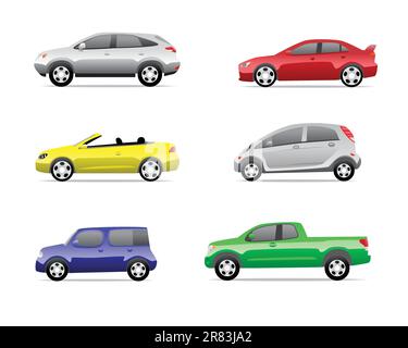 Cars icons set isolated on white background, no transparencies. Stock Vector
