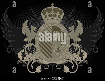 ornamental shield, this illustration may be useful as designer work Stock Vector