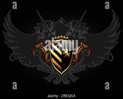ornamental shield, this illustration may be useful as designer work Stock Vector