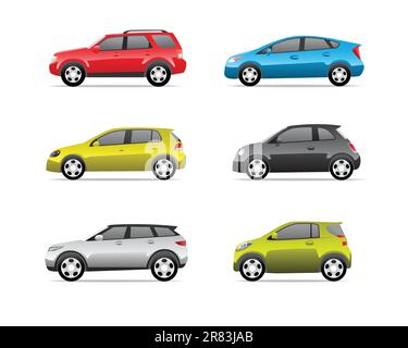 Cars icons set isolated on white background, no transparencies. Stock Vector
