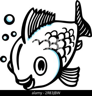 Big cartoon fish with bubbles Stock Vector
