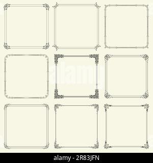 Decorative frames on color background Stock Vector
