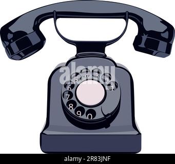 Vintage phone isolated on white background Stock Vector