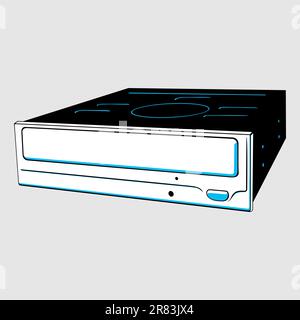 DVD-RW drive on light grey background Stock Vector