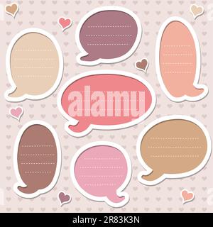 Collection of cute pink speech bubbles. Vector frames. Stock Vector