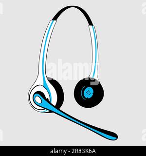 Headset with microphone on light grey background Stock Vector