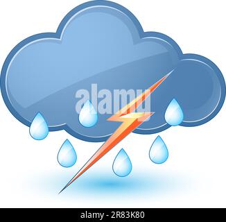 Single weather icon - Cloud with Rain and Lightning Stock Vector