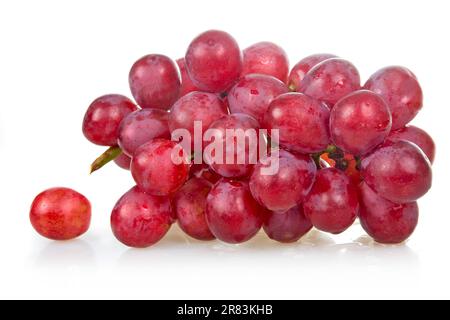 Bunch of ripe pink grapes isolated on white background Stock Photo