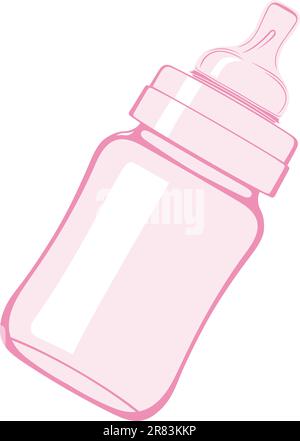 Pink baby bottle on white background Stock Vector