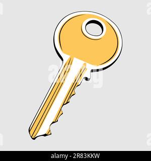 Golden key on light grey background Stock Vector