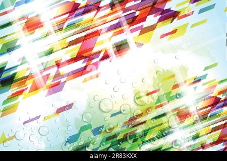 Abstract illustration with shattered elements on soft textured background Stock Vector