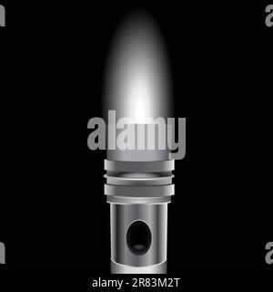 The light from the flashlight in a metal case. Vector illustration. Stock Vector
