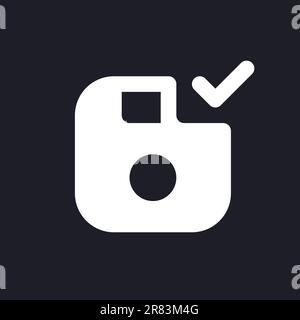 Apply saving white pixel perfect solid ui icon Stock Vector