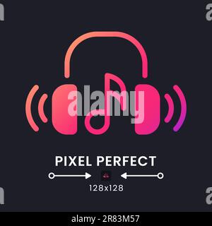 Music streaming pink solid gradient desktop icon on black Stock Vector