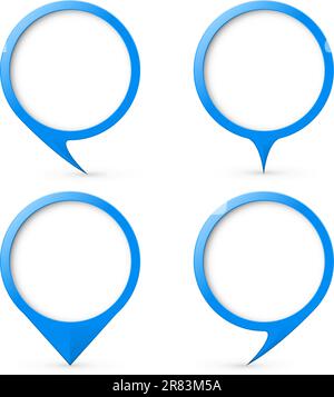Blue map text marker. Illustration for design on white background Stock Vector