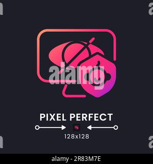 Parental control pink solid gradient desktop icon on black Stock Vector