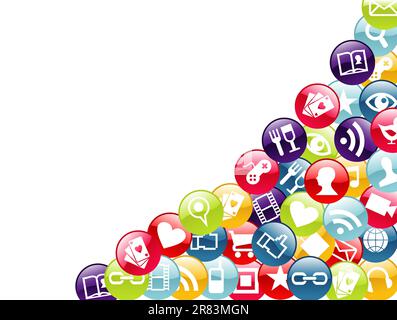 Smartphone app icon set isolated over white background. Vector file layered for easy manipulation and customisation. Stock Vector
