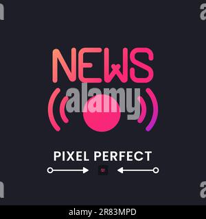 Live news pink solid gradient desktop icon on black Stock Vector