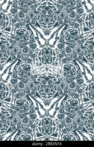 Seamless pattern with stylized vector butterflies Stock Vector