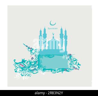 Ramadan background - mosque silhouette illustration card Stock Vector