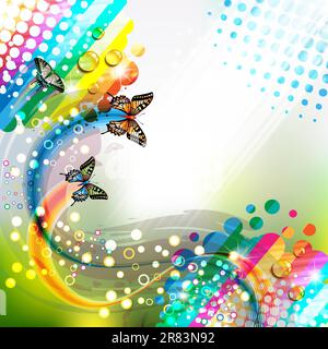 Colorful abstract background with butterflies Stock Vector