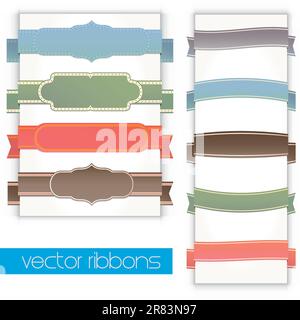Retro ribbons banners and labels set. Vintage collection. Stock Vector