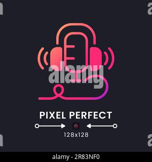 Live audio podcast pink solid gradient desktop icon on black Stock Vector