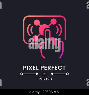 Interactive live streaming pink solid gradient desktop icon on black Stock Vector