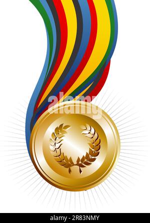 Olympics Games gold medal illustration. Vector file layered for easy manipulation and custom coloring. Stock Vector
