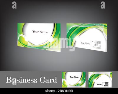 abstract glossy green business card Stock Vector