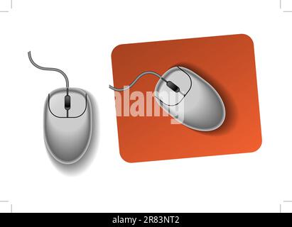 The picture of gray pc mouse on desk Stock Vector