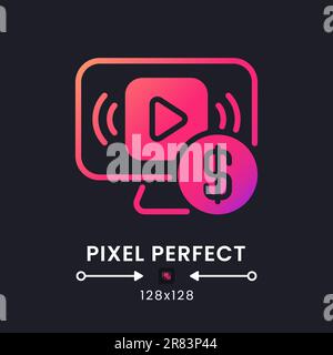 Streaming subscription plans pink solid gradient desktop icon on black Stock Vector