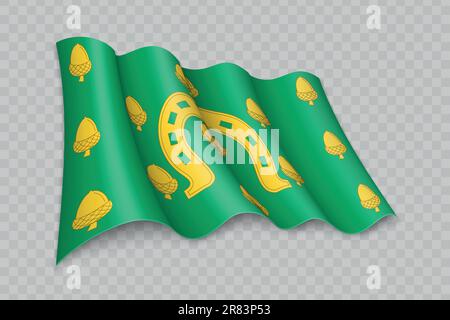 3D Realistic waving Flag of Rutland is a county of England on transparent background Stock Vector