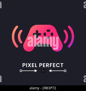 Gamepad pink solid gradient desktop icon on black Stock Vector