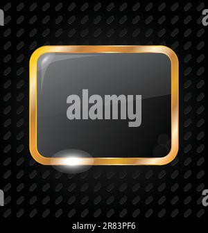 Illustration golden rectangle frame isolated on aluminum background - vector Stock Vector