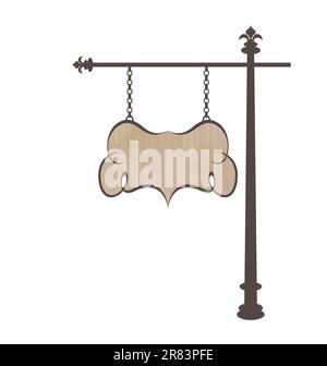 Wood Plank Oval Signage Board Stand Cartoon Illustration Template ...