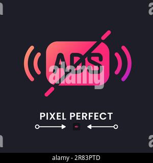 Ad free content pink solid gradient desktop icon on black Stock Vector