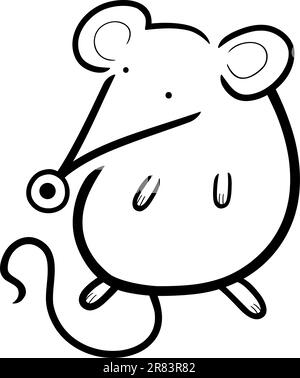 cartoon illustration of cute little mouse for coloring book Stock Vector