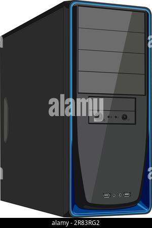 Computer case isolated on white background Stock Vector