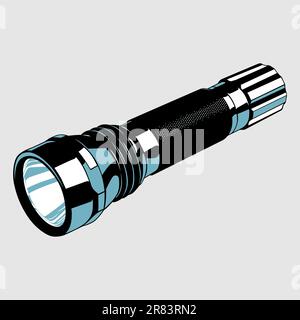 Flashlight isolated on light grey background Stock Vector