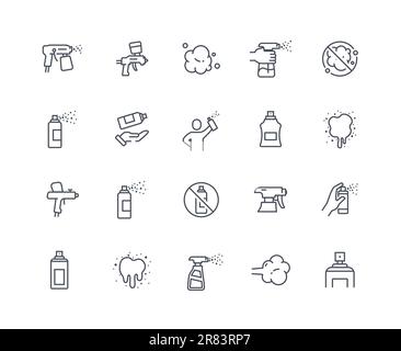 Spray icons outline set Stock Vector