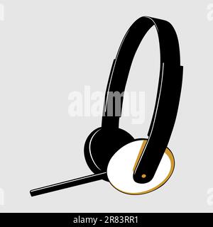 Headset with microphone on light grey background Stock Vector
