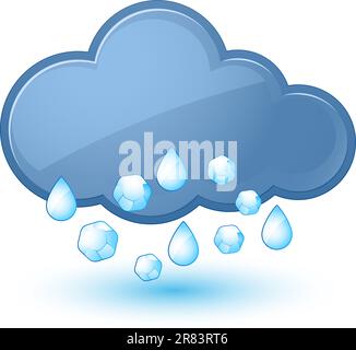 Single weather icon - Cloud with Rain and Hail Stock Vector