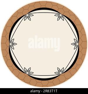 Elegance round brown frame on white background Stock Vector