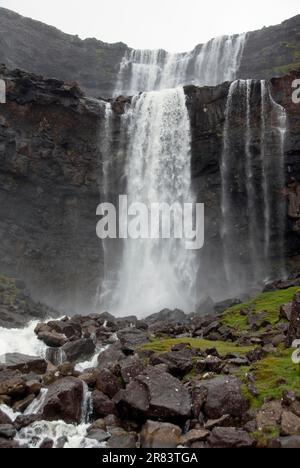 Fossa Waterfall, Streymoy Island, Faroe Islands, Denmark, Faroe Islands Stock Photo