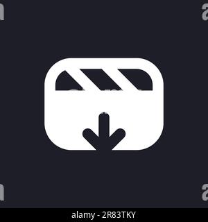 Import video file white pixel perfect solid ui icon Stock Vector