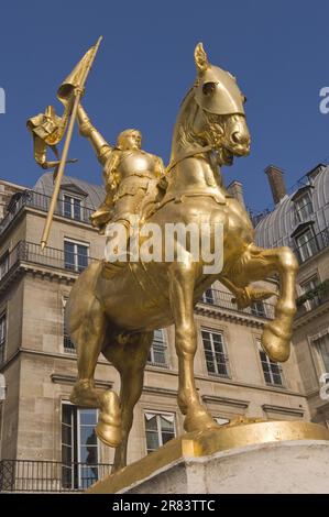 Statue of Joan of Arc, Rue de Rivoli, Paris, France, equestrian statue Stock Photo