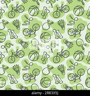 Sports elements vector seamless pattern Stock Vector
